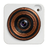 Camera lens in copper square
