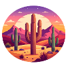 Desert Cactus Sunset Circle