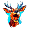 Funny Screaming Deer Head Illustration