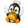 Cute Cartoon Penguin Angel with Taco