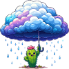 Cactus under rain clouds