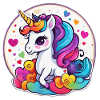Regenbogen-Einhorn auf bunten Wolken