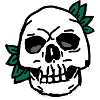 Skull with green leaf accent