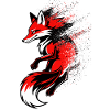 Red Dispersion Kitsune – Japanischer Fuchsgraphiq