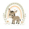 Cute donkey design with boho rainbow