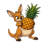 Kangaroo with pineapple in a pouch