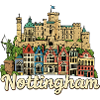 Nottingham Robin Hood Castle Retro Hand-Drawn