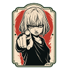 Pointing Heroine Retro Poster