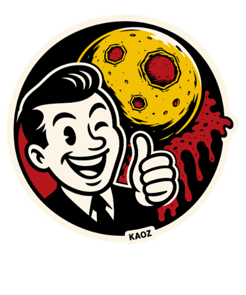 Cosmic Retro Moon Smile Aufkleber