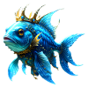 Royal Blue Fish with Crown