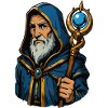 Rune Mage with Staff and Hood