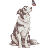 Herding Dog Butterfly Illustration Art Motif