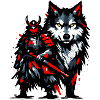 Dark wolf with red accent