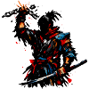 Roter Samurai im Farbrausch