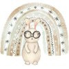 Clever bunny under the boho rainbow