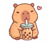 Capybara Kawaii et Bubble Tea Mignon