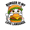 Cute Cartoon Cat Burger Love Language