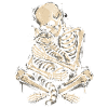 Skeleton Hugging Cat Gothic Illustration