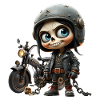 Mädchen-Biker-Totenkopfhelm