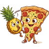 Dancing pizza and pineapple