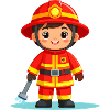 Boy in action as a firefighter