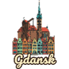 Gdansk Poland Crane Waterfront Retro Sticker