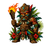 Tiki-Krieger mit Feuerfackel