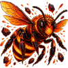 Flaming honey bee with lava crystals