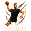 Handballheld im Flugwurf