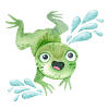 Cheerful frog in water jump