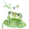 Grenouille détendue avec libellule