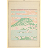 Pastellberglandschaft mit Blumen