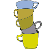 Stapelfarbige Kaffeetassen Kunst
