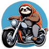 Sloth biker in orange cape