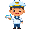 Kleiner Pilot mit Flugzeug