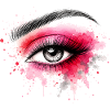 Aquarell-Auge mit pinkem Make-up
