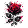 Rote Rose mit Tinten-Spritzern