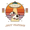 UFO visit cow in retro sunset