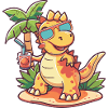 Dinosaur stegosaurus palm tree