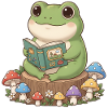 Frog reading a book