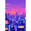 Neon Sunset City Skyline