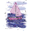 Sailboat Lucky 28 Maritime Sketch
