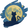 Cat with heart in the moonlight