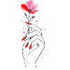 Hand with flower and red nails