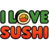 I Love Sushi in retro look