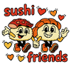 Sushi Freunde im Retro-Stil