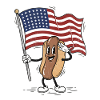 Hot Dog Holds American Flag