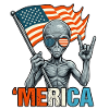 Alien Holding American Flag