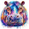 Rainbow Hippo Pop Art Portrait