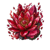 Red crystal lotus on black background